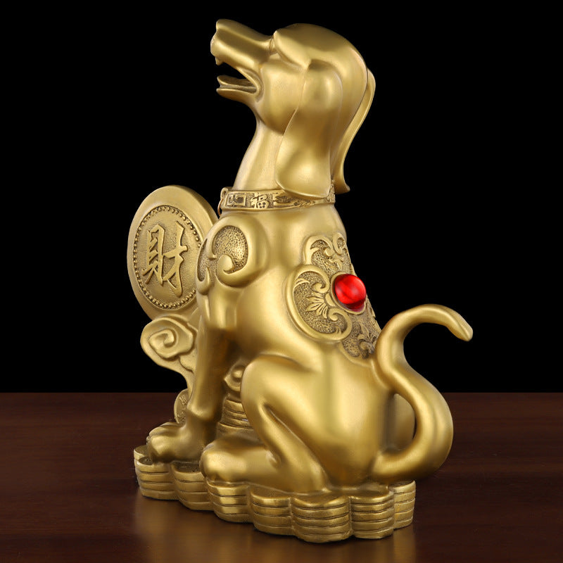 Feng Shui Enhancement Products - Zodiac Dog Bronze Ornament - Gold/Earth