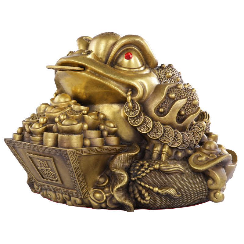 OFFICE FENGSHUI - Brass ornament of a three-legged golden toad - Cai