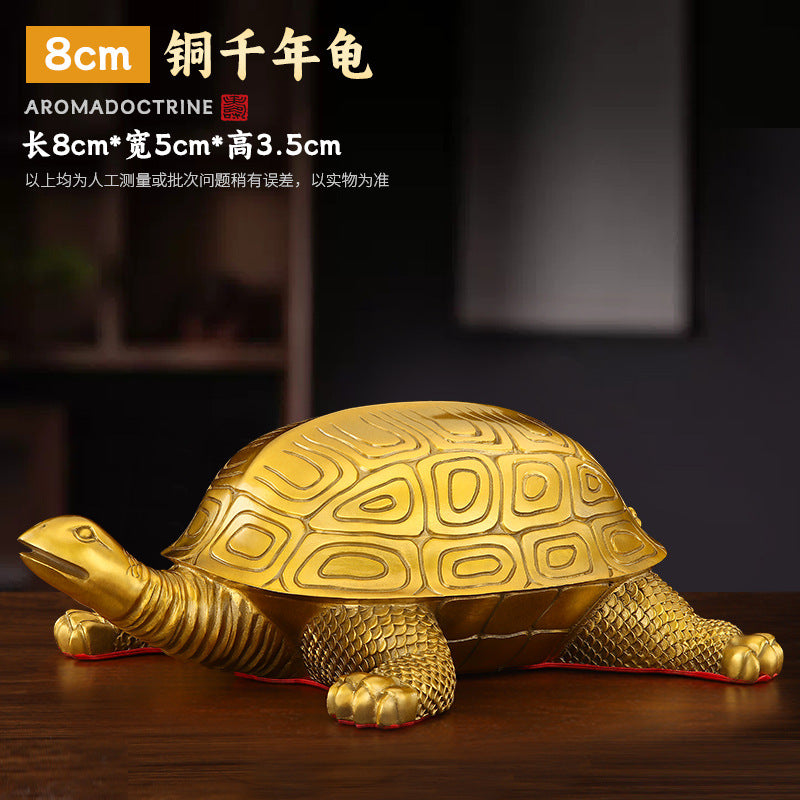 Feng Shui Enhancement Products - Golden Copper Turtle - Gold/Water