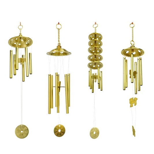 Feng Shui Ornament - Copper Wind Chime Pendant - Gold