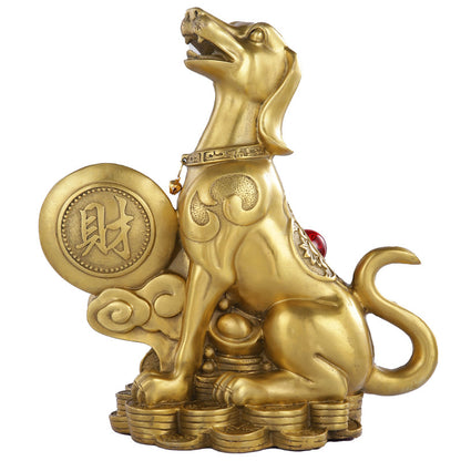Feng Shui Enhancement Products - Zodiac Dog Bronze Ornament - Gold/Earth