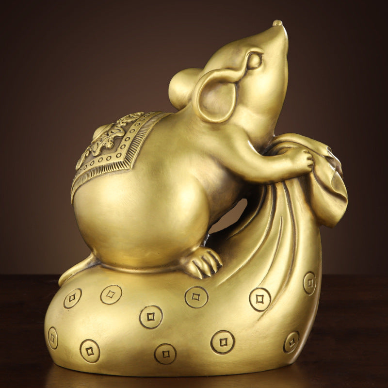 Feng Shui Enhancement Products - Gold Copper Mouse - Gold/Water