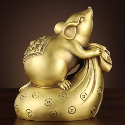 Feng Shui Enhancement Products - Gold Copper Mouse - Gold/Water
