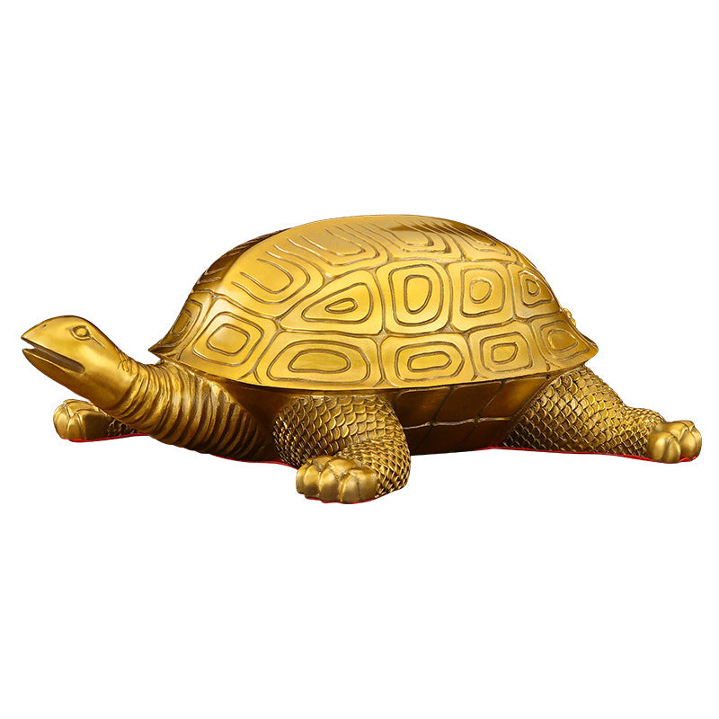 Feng Shui Enhancement Products - Golden Copper Turtle - Gold/Water