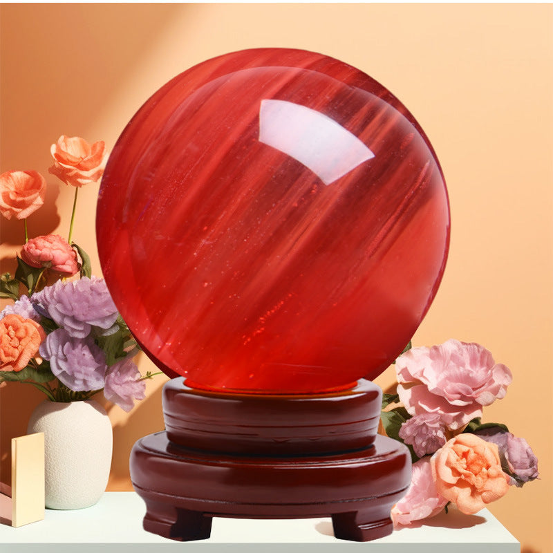 OFFICE FENGSHUI - Natural red quartz crystal ball - HUO