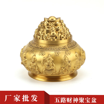 Feng Shui Enhancement Products - Gold Copper Treasure Pot - Gold/Water