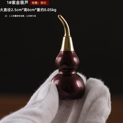 Feng Shui Ornament - Full Copper Purple Gold Bagua Gourd - Gold/Fire/Wood