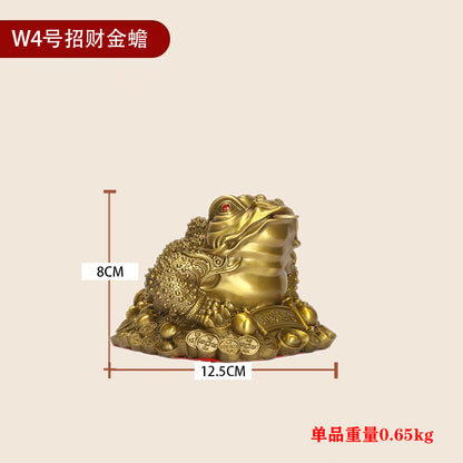 Feng Shui Ornament - Brass Three Legged Golden Toad Ornament - Gold/Water/Earth