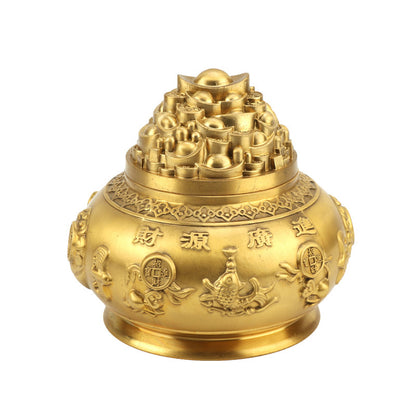 Feng Shui Enhancement Products - Gold Copper Treasure Pot - Gold/Water